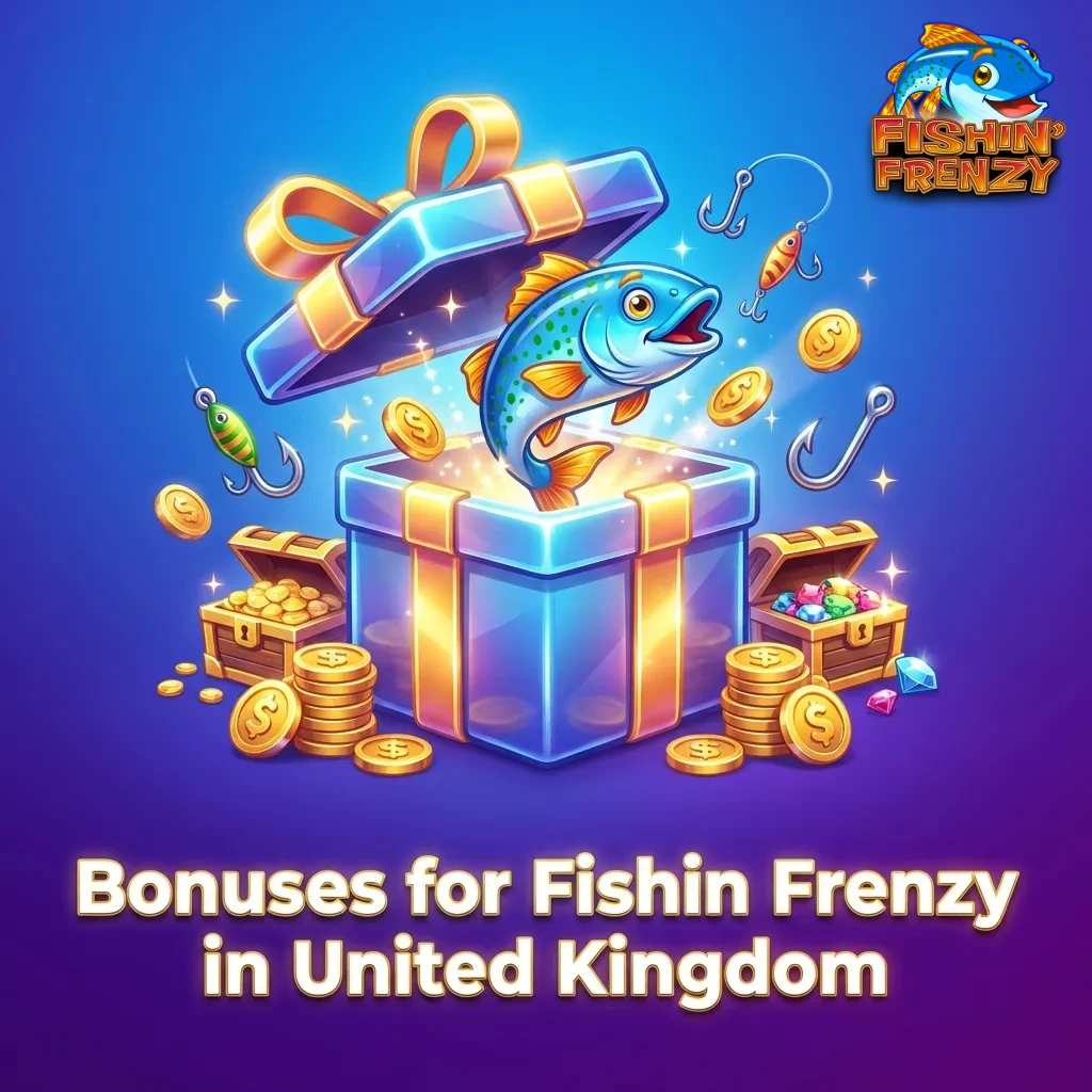 UK casino bonuses for Fishin Frenzy including welcome offers, free spins, cashback, and reload promotions